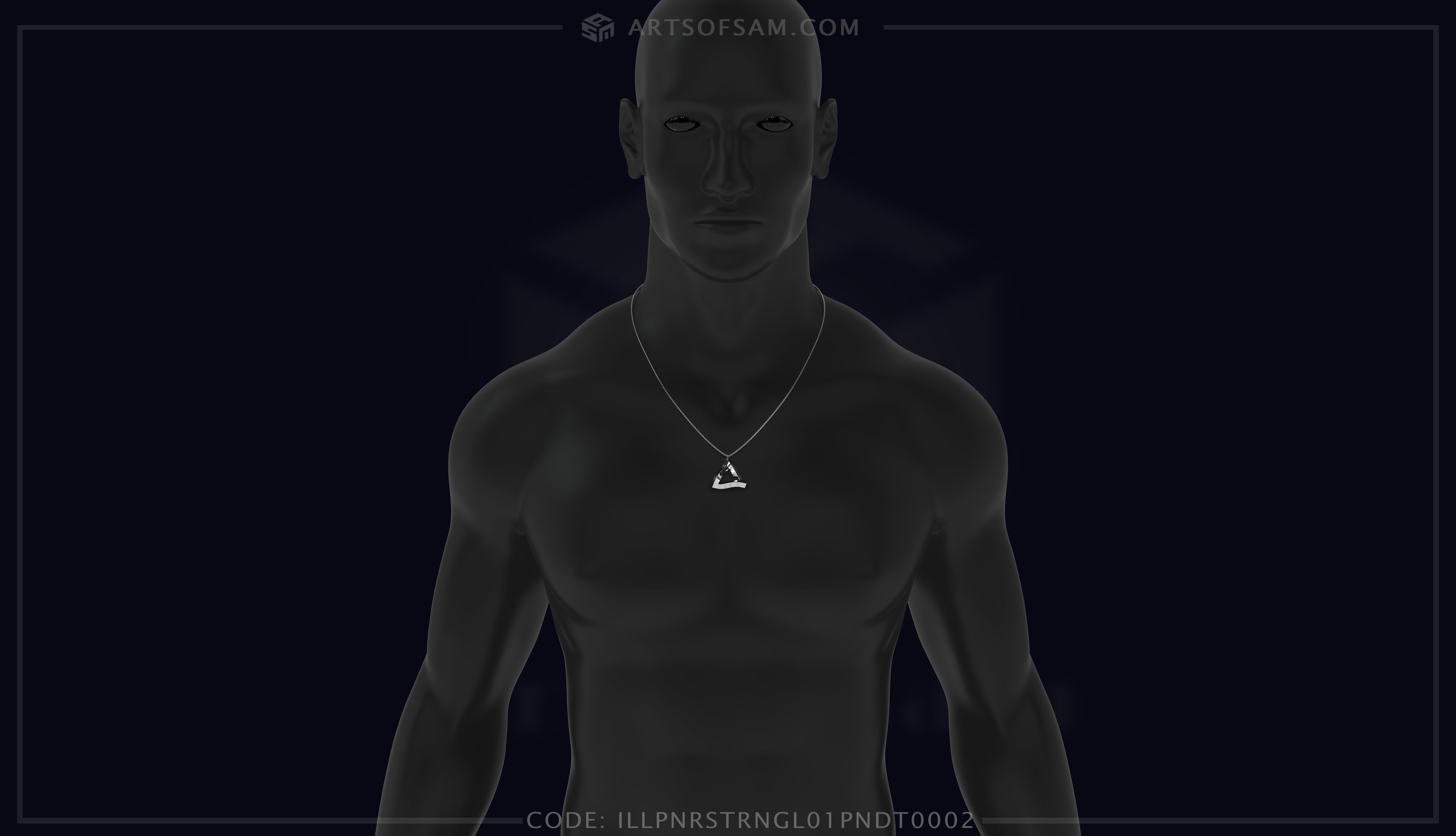 Penrose triangle Diamond Pendant  3D print model_8