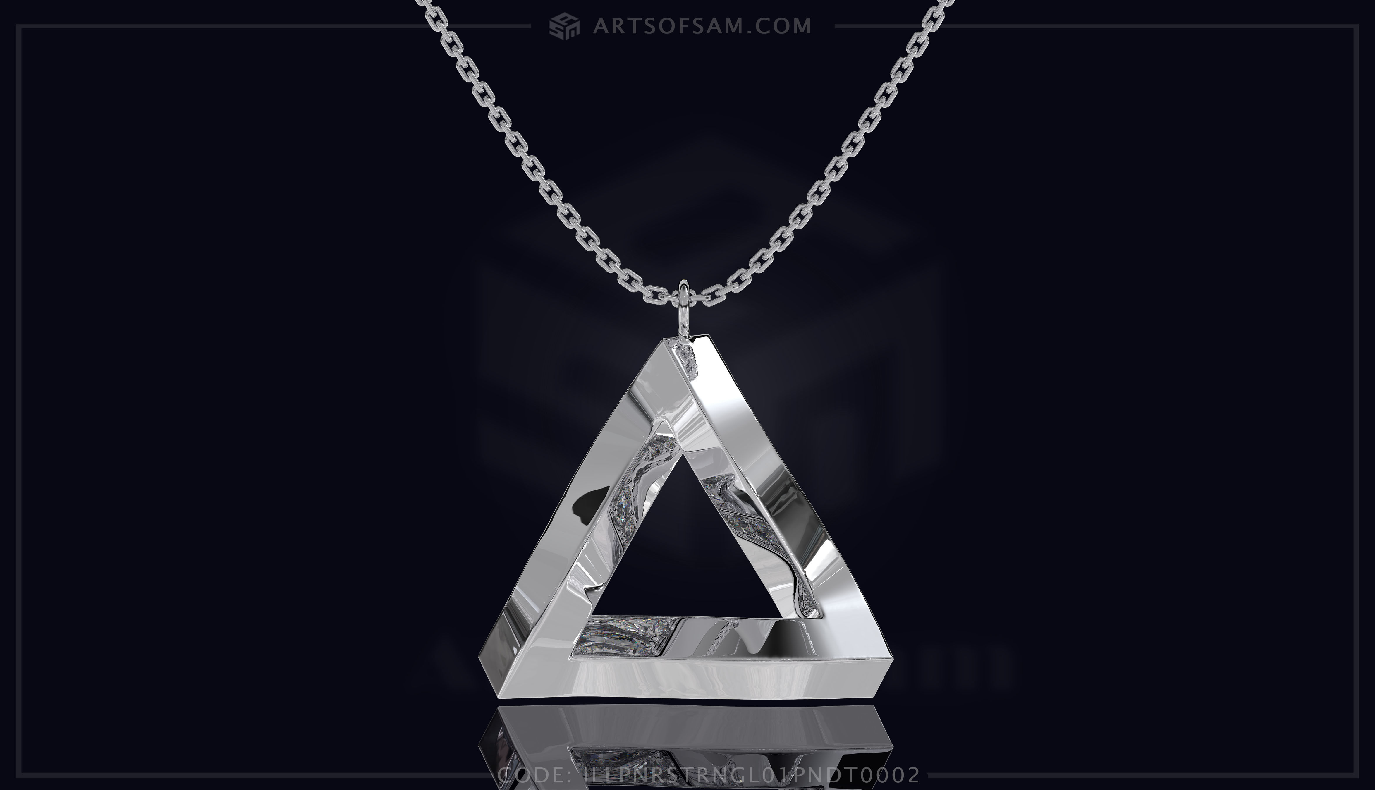 Penrose triangle Diamond Pendant  3D print model_10