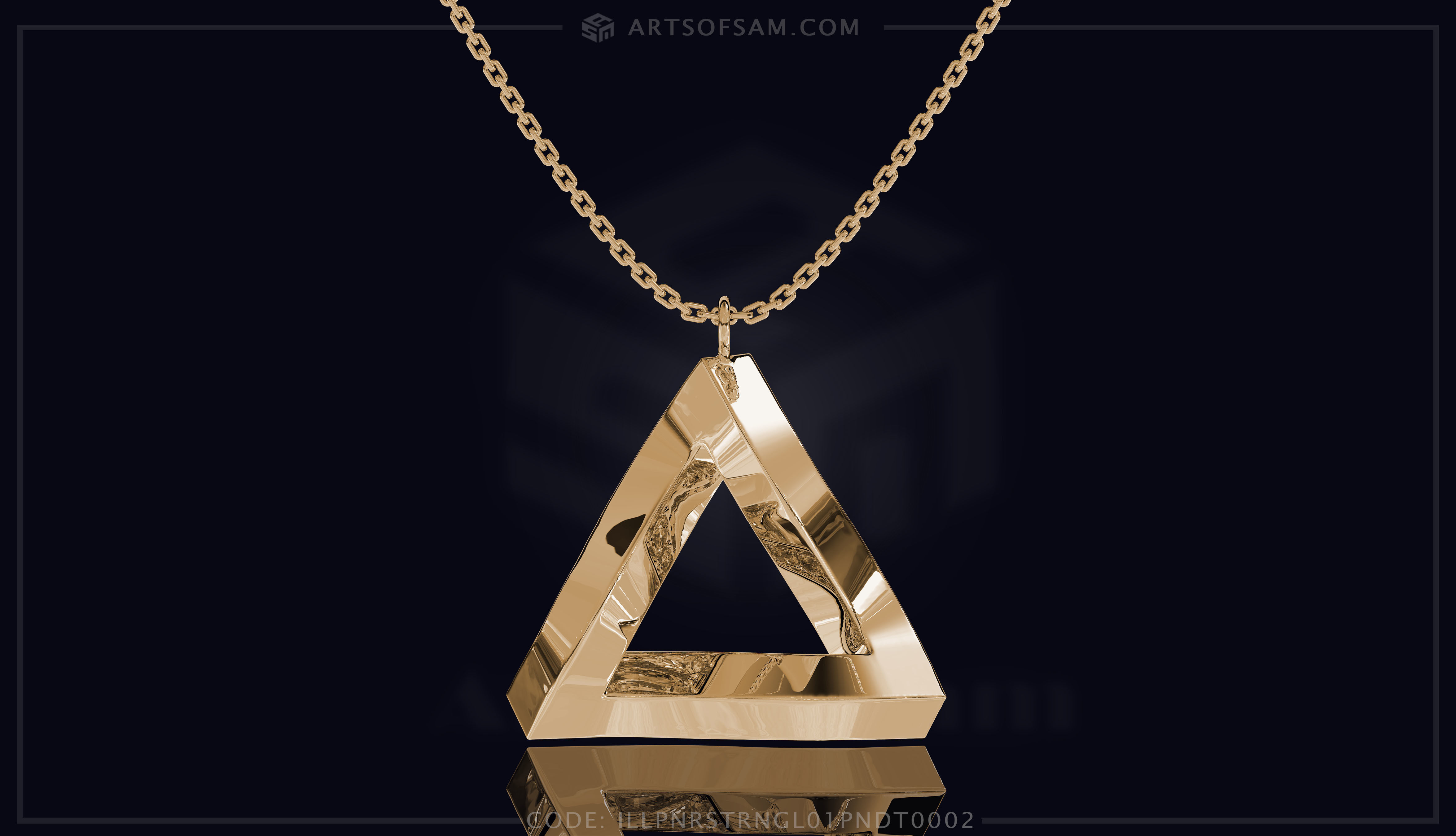 Penrose triangle Diamond Pendant  3D print model_2