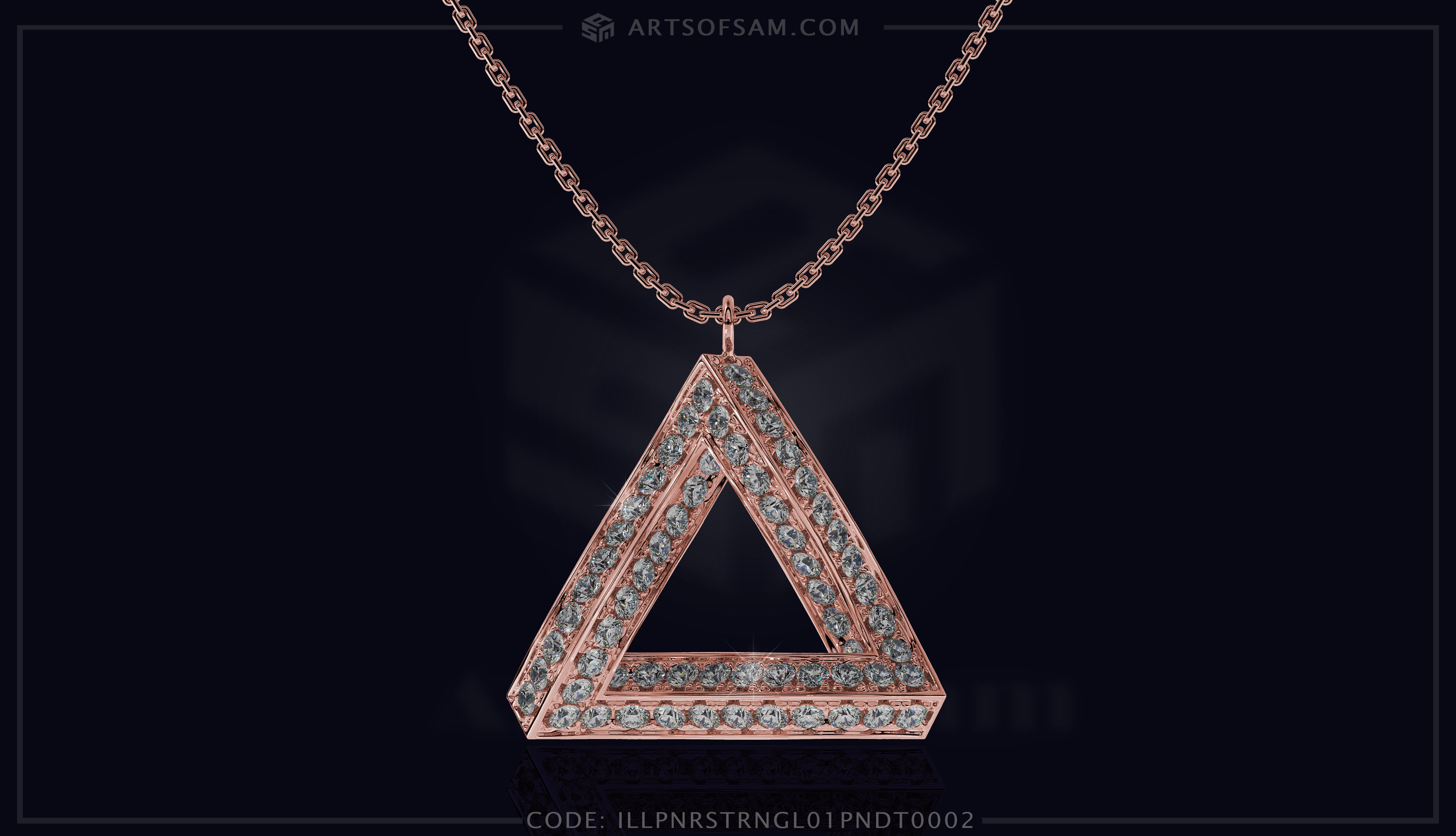 Penrose triangle Diamond Pendant  3D print model_12