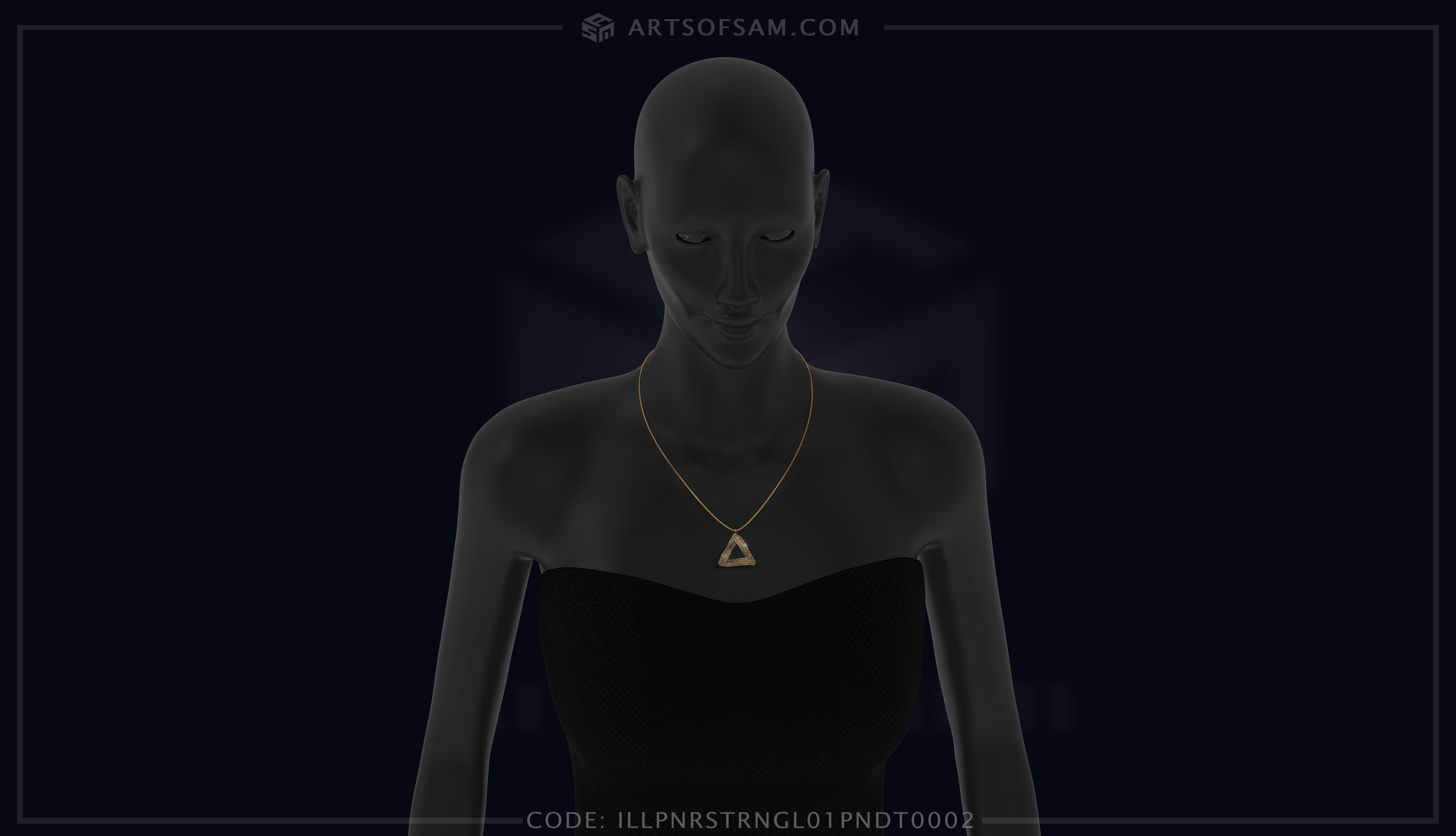 Penrose triangle Diamond Pendant  3D print model_6