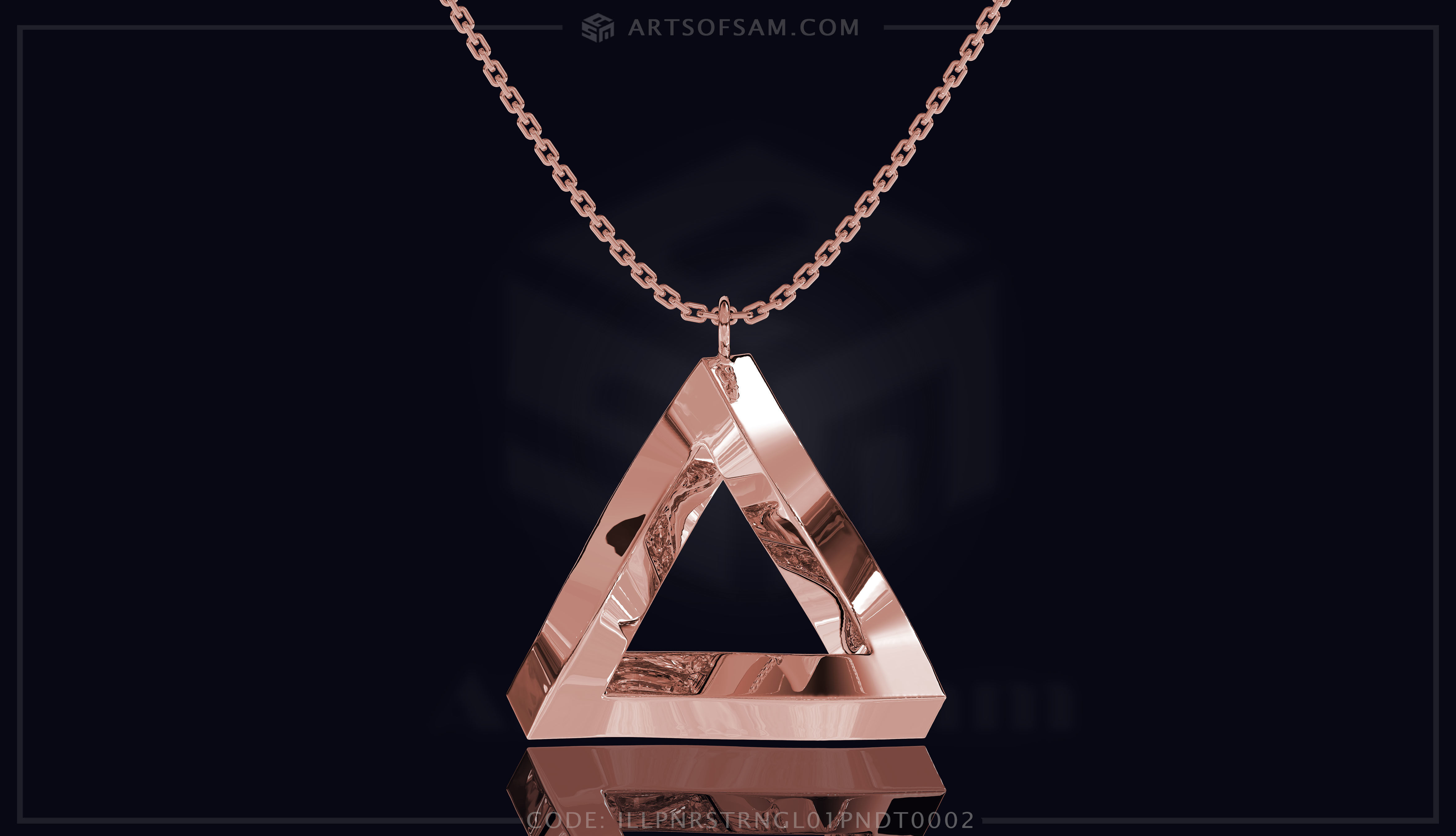 Penrose triangle Diamond Pendant  3D print model_9
