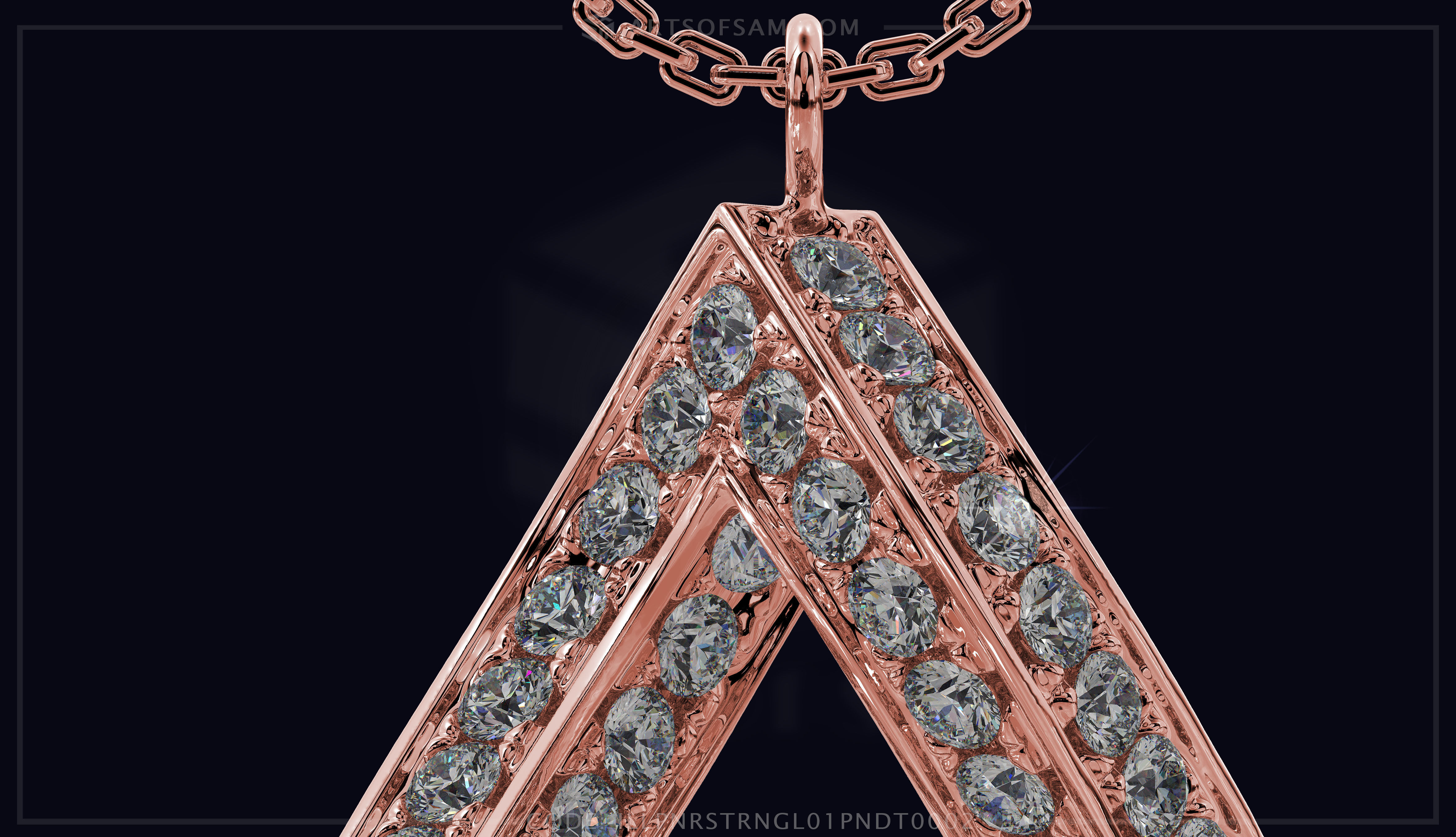 Penrose triangle Diamond Pendant  3D print model_11