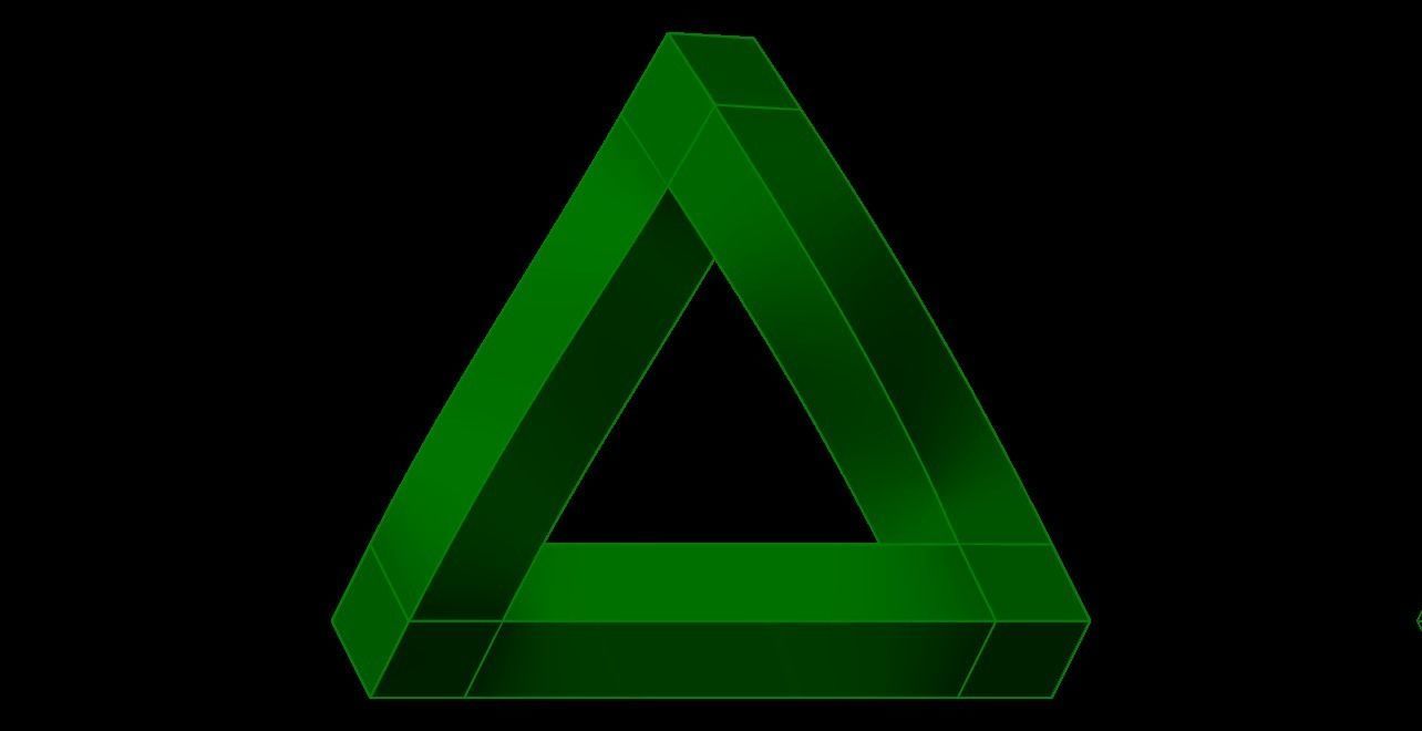 Penrose triangle Diamond Pendant  3D print model_4