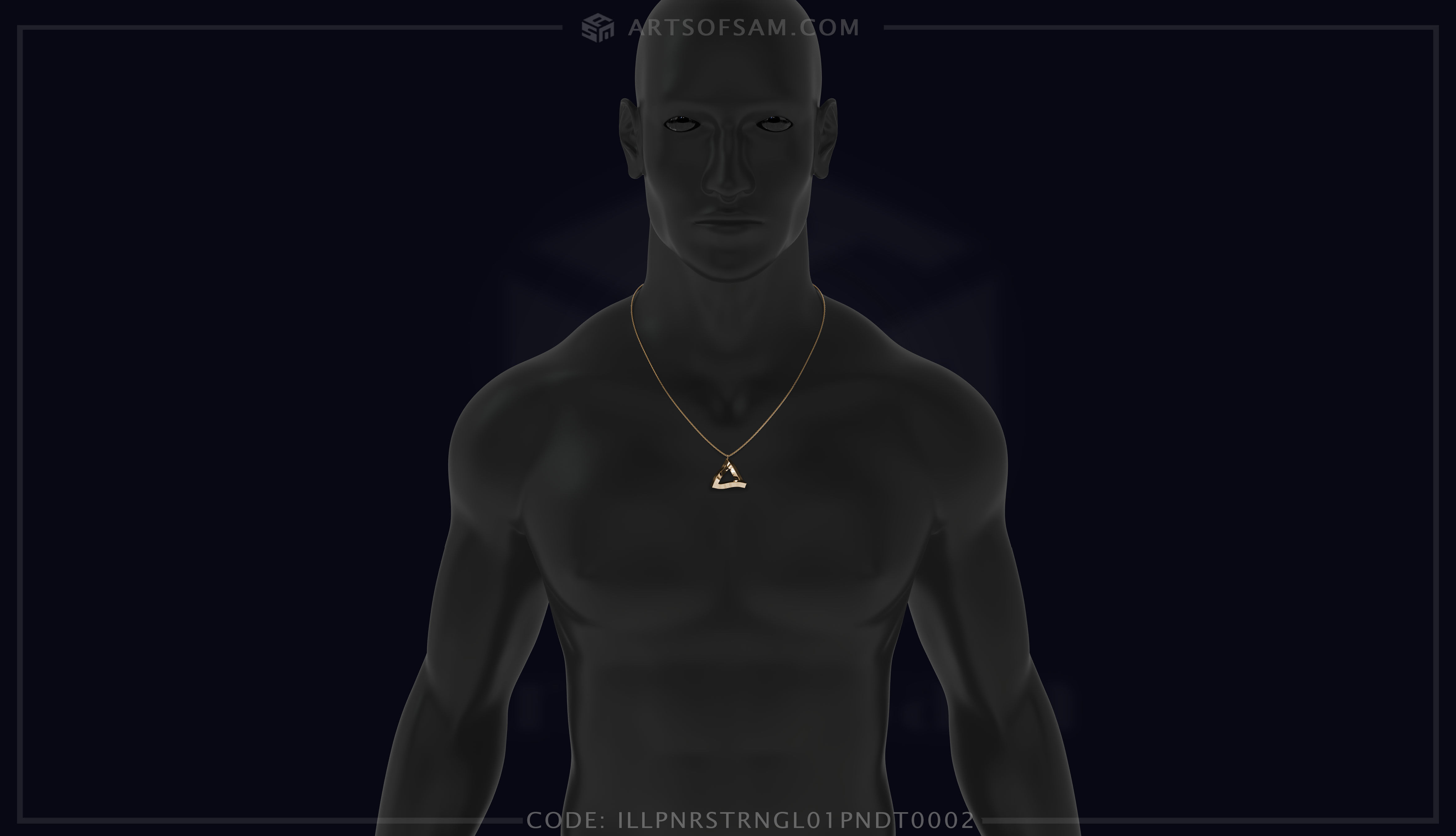 Penrose triangle Diamond Pendant  3D print model_5