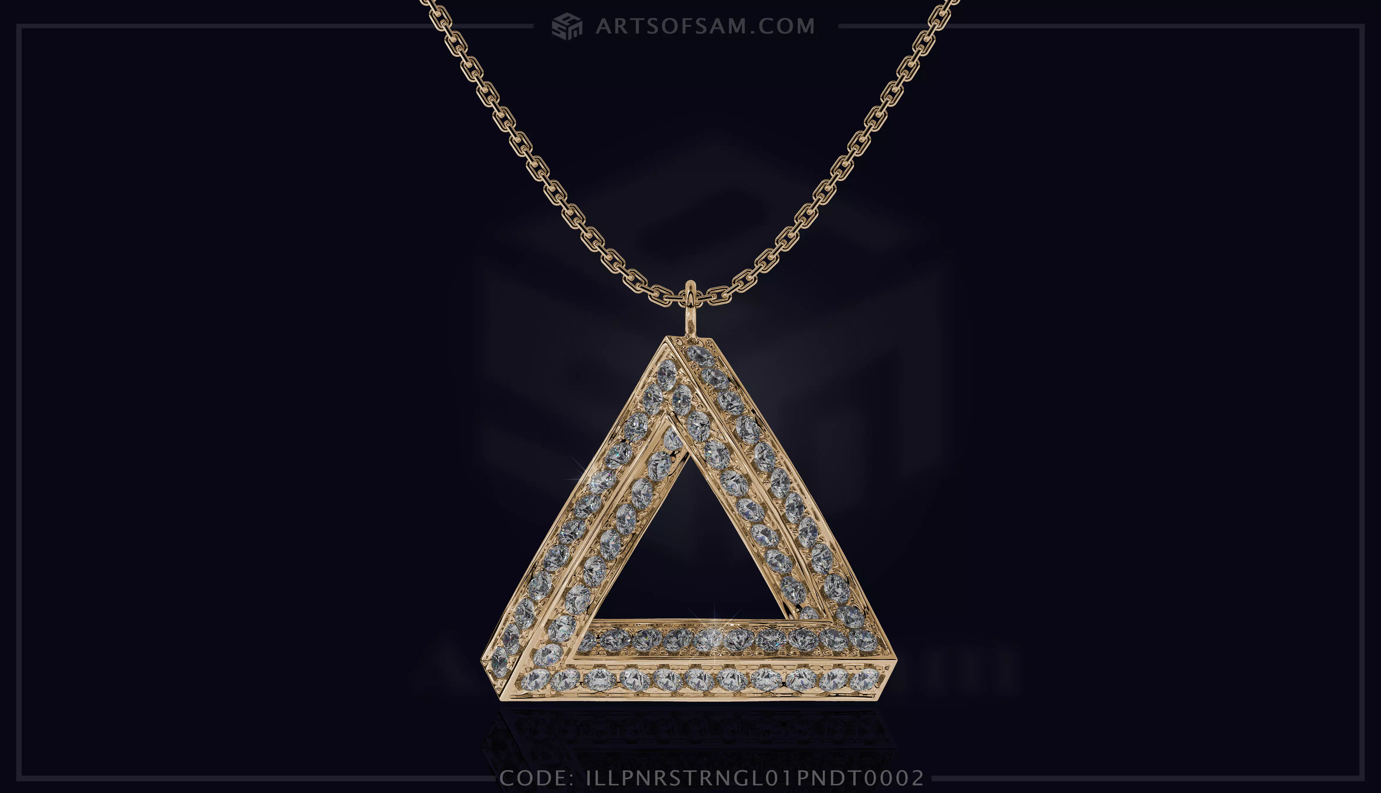 Penrose triangle Diamond Pendant  3D print model_0