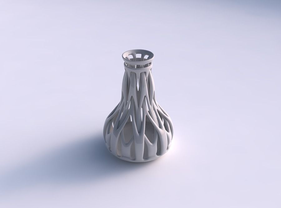 Vase with slim intertwining lines tapered 2 3D print model_0