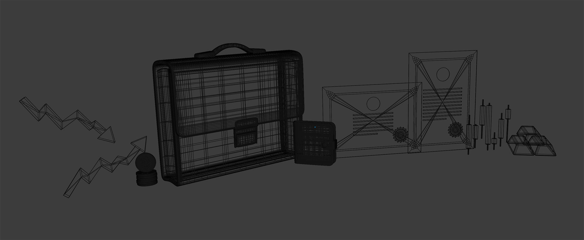 A set of 3D icons on the theme of investment 3D model_5