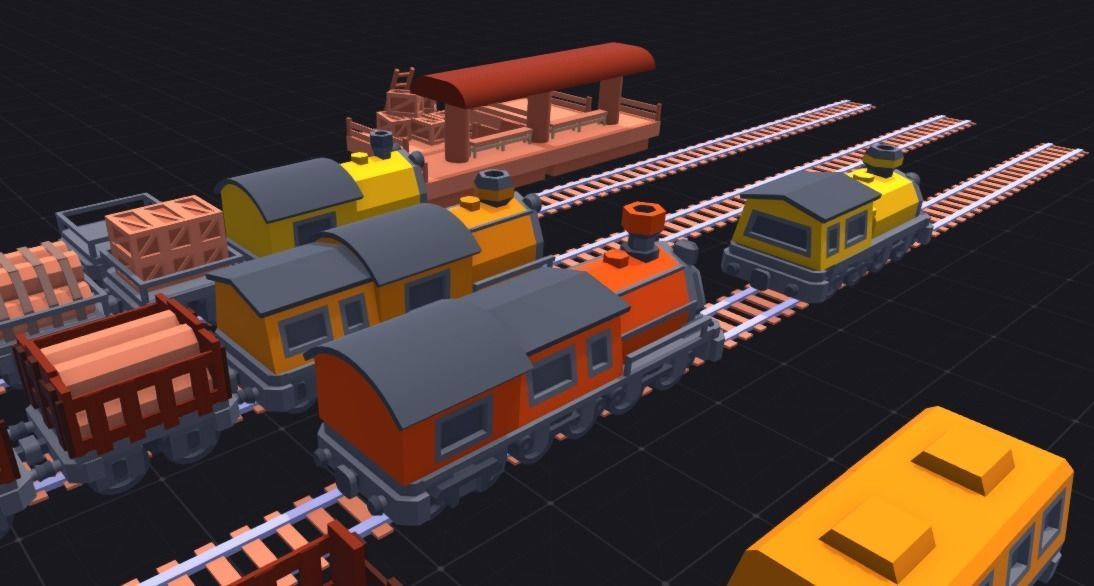 Mini pack of Lowpoly trains 3D model_4