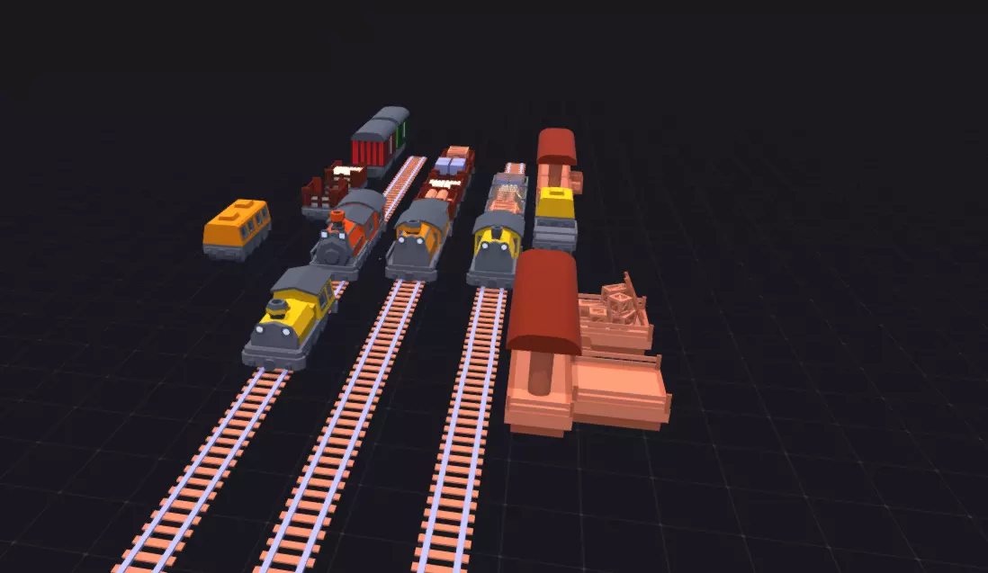 Mini pack of Lowpoly trains 3D model_0