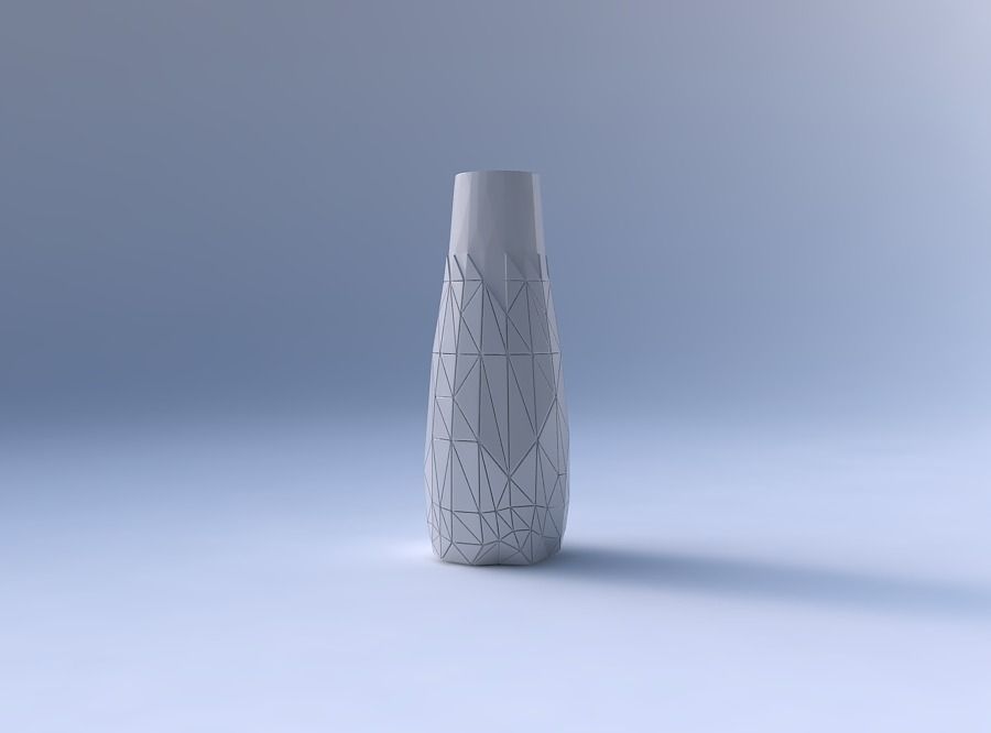 Vase with partial random triangle plates 3D print model_4