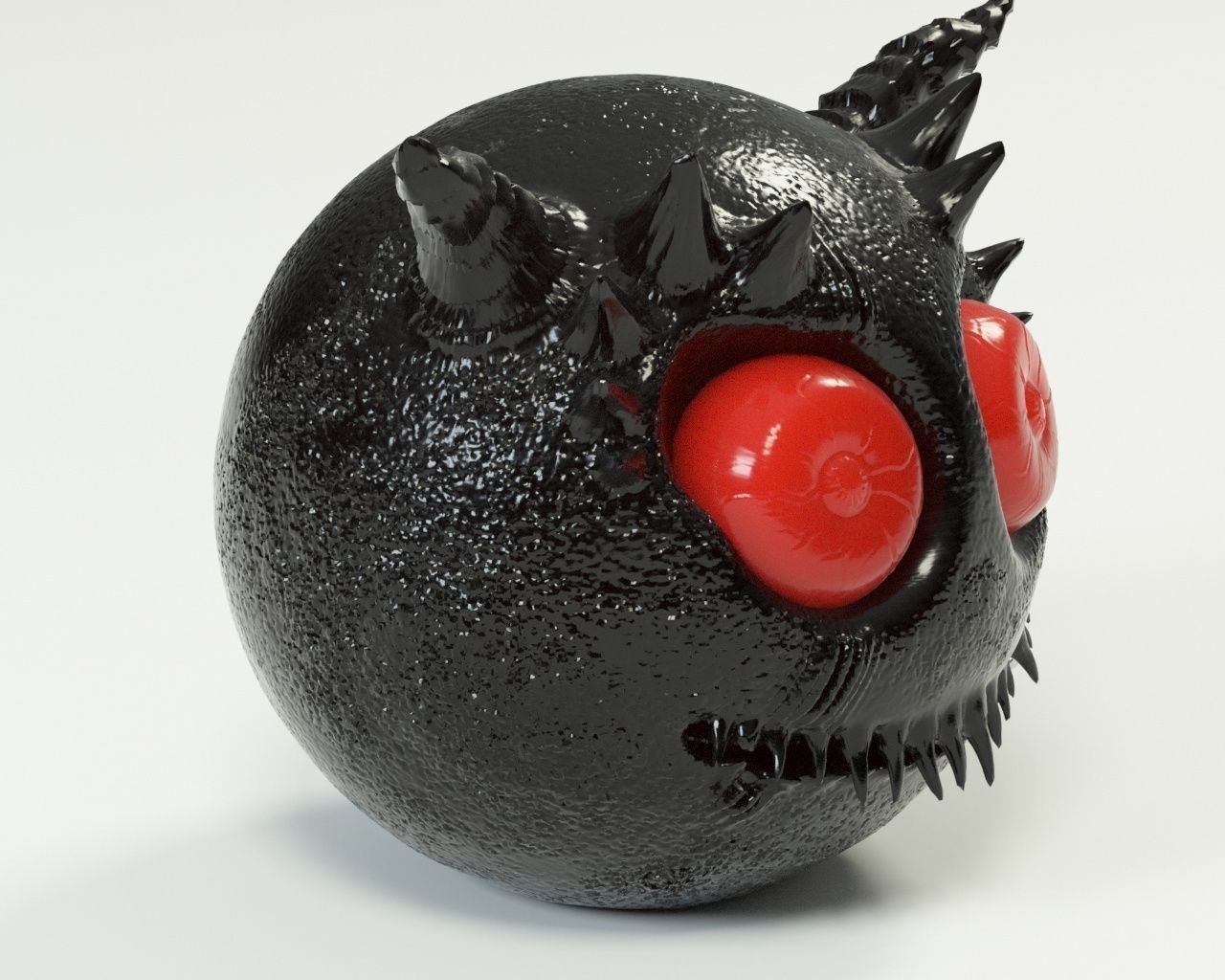 Smiley monster creature character 3D model_2