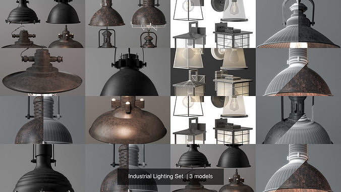Industrial Lighting Set  3D Model Collection