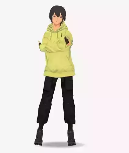 SciFi 3d anime kawaii boy character c14