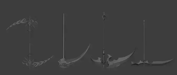14 Fantasy Weapons Low-poly 3D model