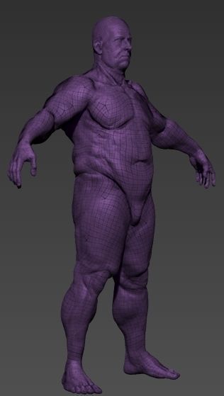 fat man base mesh 3D model_2