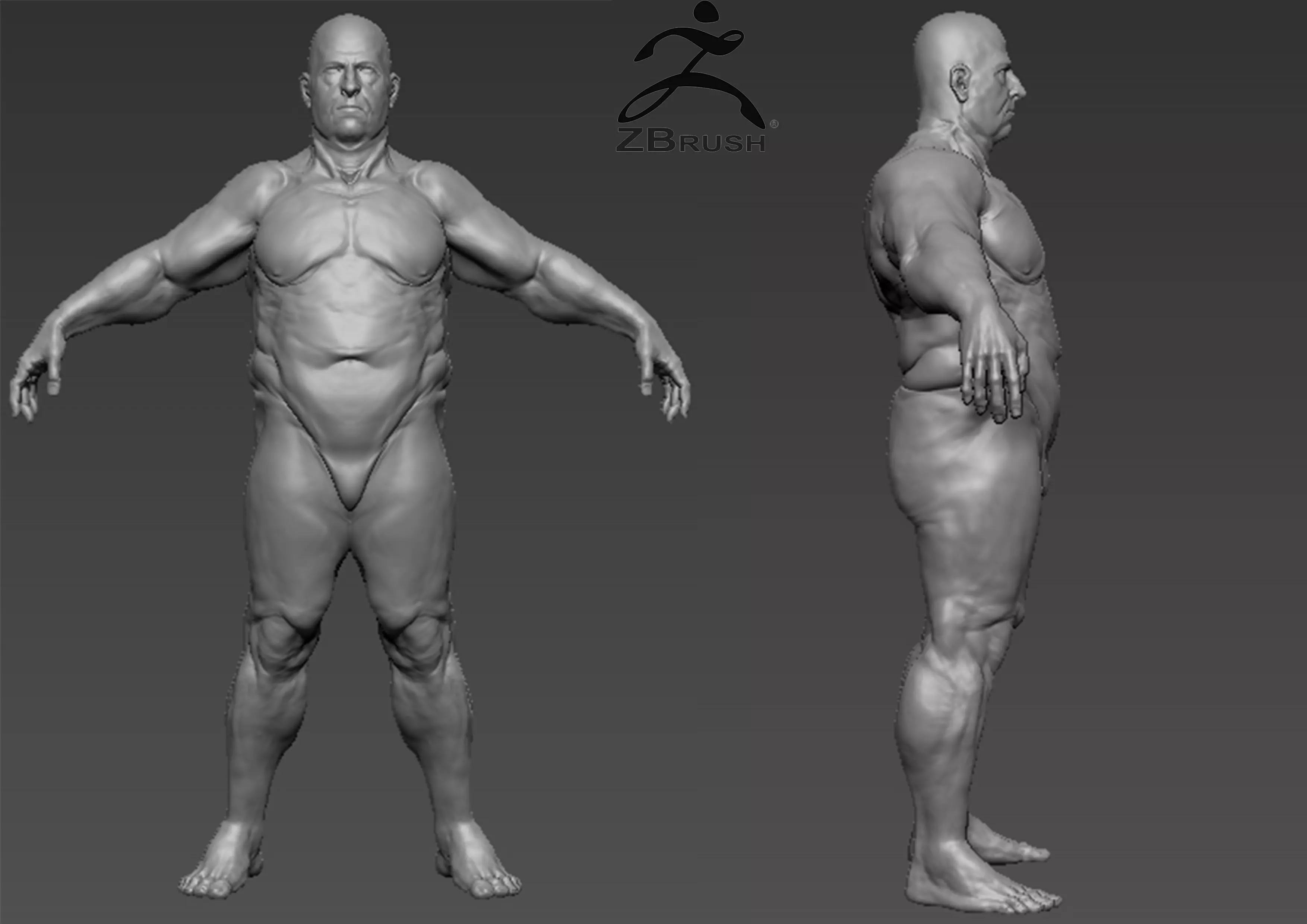 fat man base mesh 3D model_0