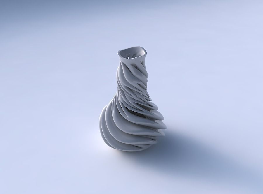 Vase with medium intertwining lines very twisted and tapered ... 3D print model_3