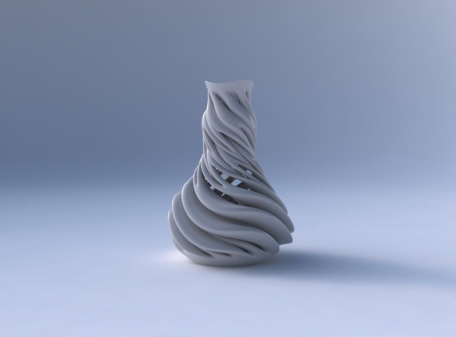 Vase with medium intertwining lines very twisted and tapered ... 3D print model_4