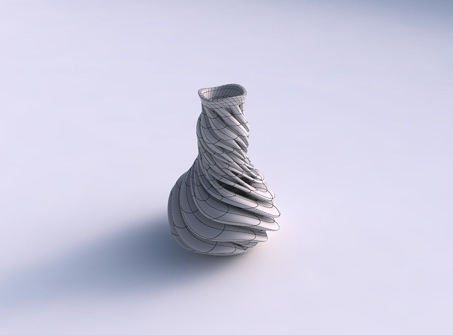 Vase with medium intertwining lines very twisted and tapered ... 3D print model_5