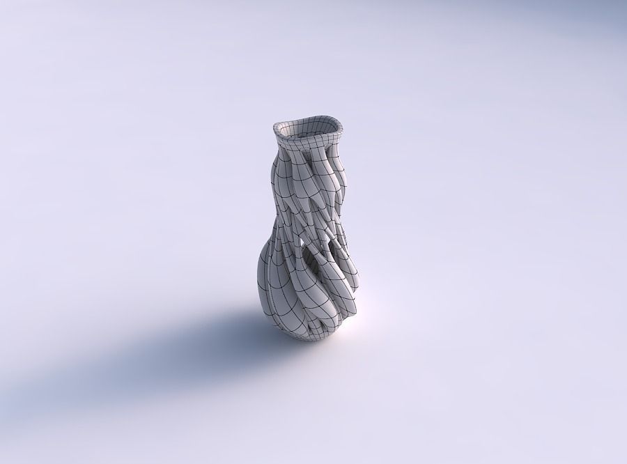 Vase with medium intertwining lines twisted wavy 3D print model_5