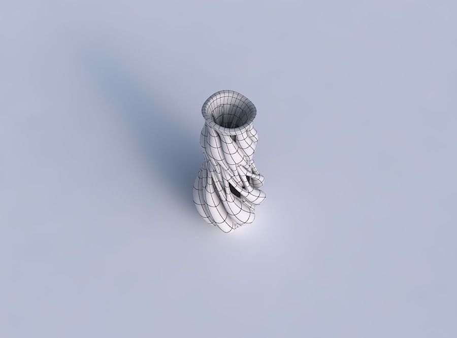 Vase with medium intertwining lines twisted wavy 3D print model_6
