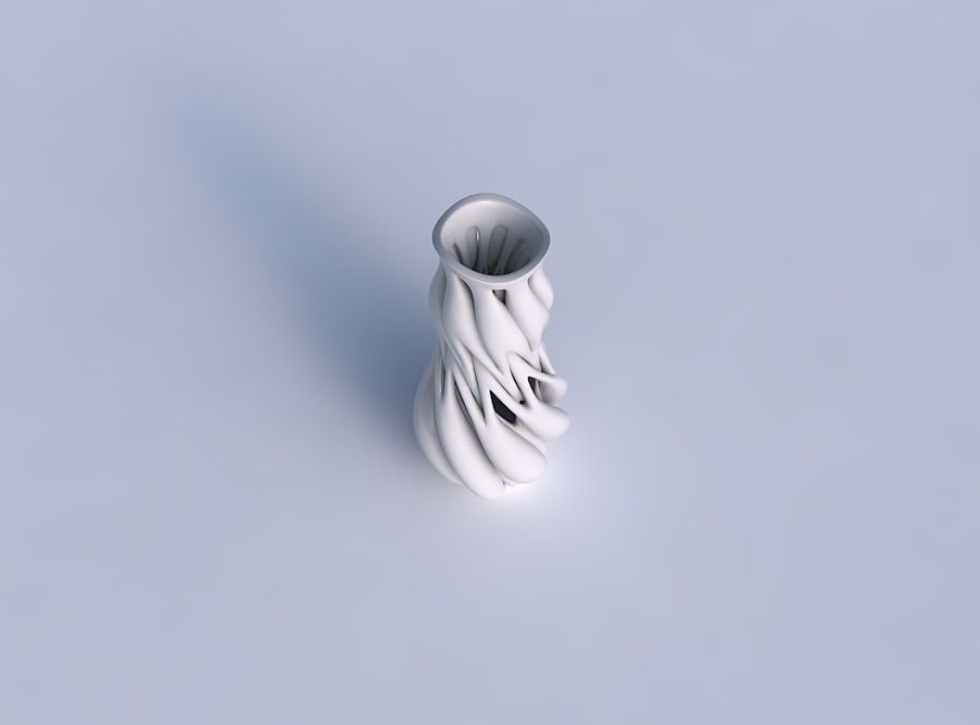 Vase with medium intertwining lines twisted wavy 3D print model_1