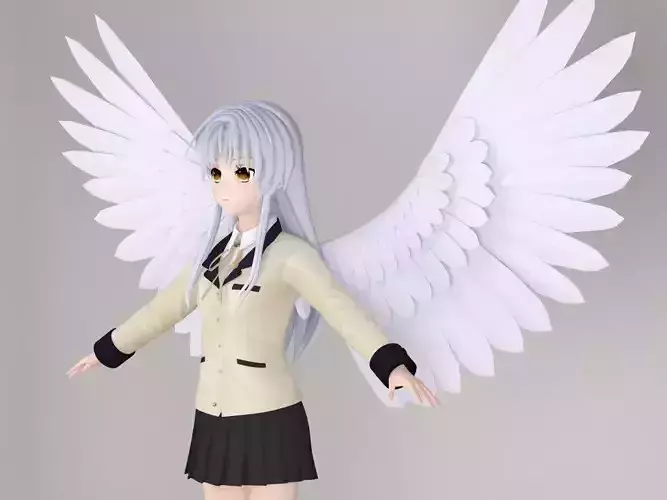 T pose nonrigged model of Kanade Tachibana anime girl 3D model