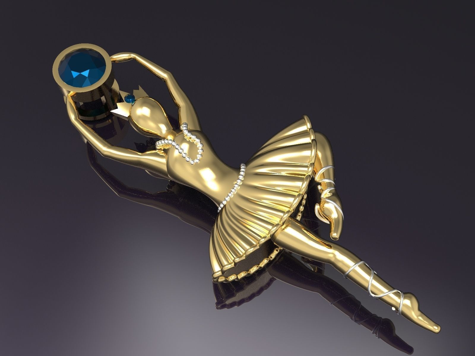 Ballet pendant 02 3D print model_5