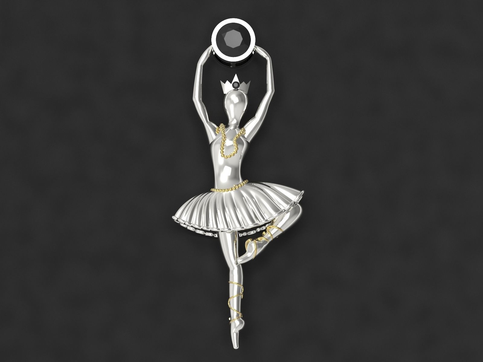 Ballet pendant 02 3D print model_4