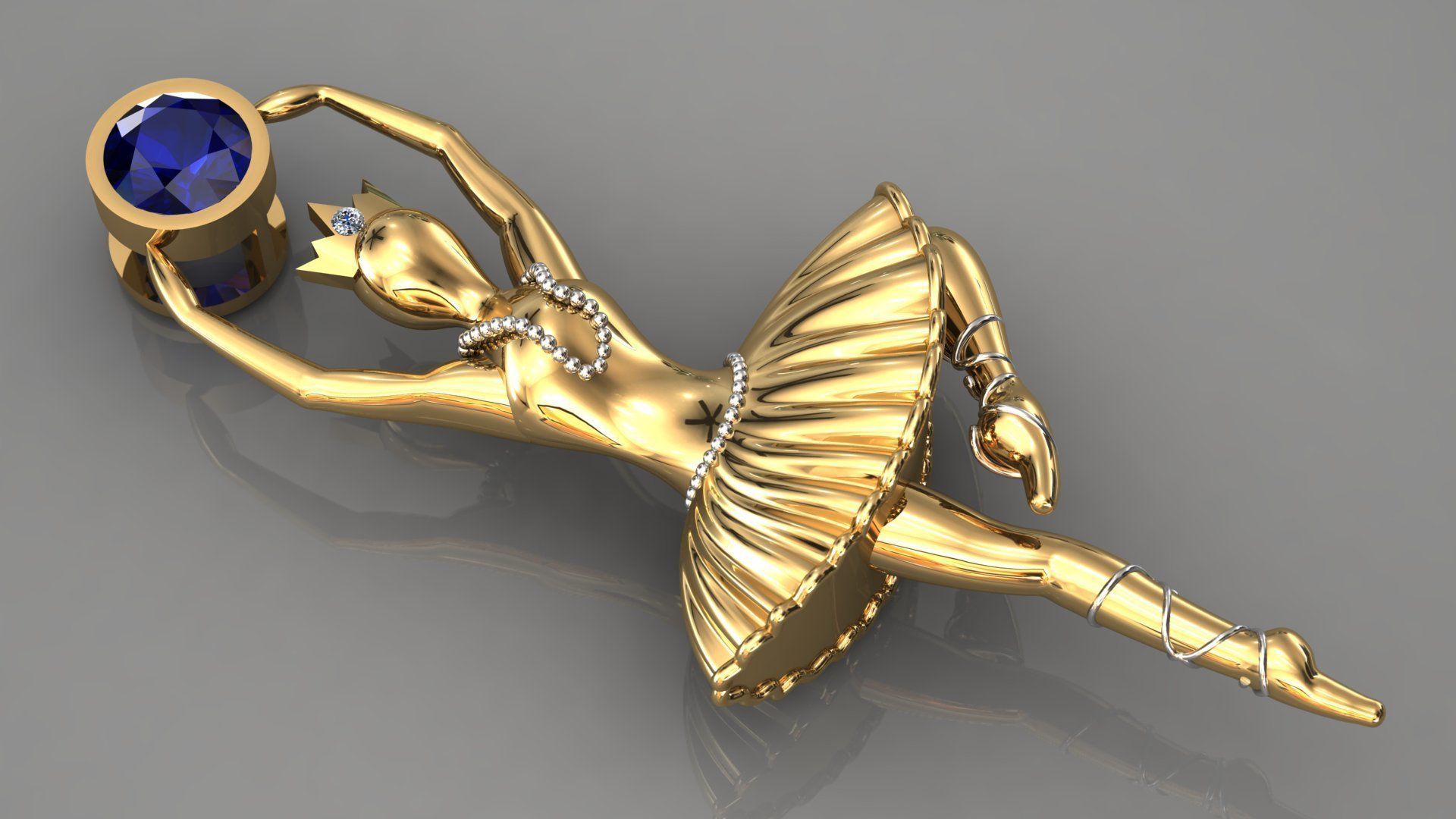 Ballet pendant 02 3D print model_3