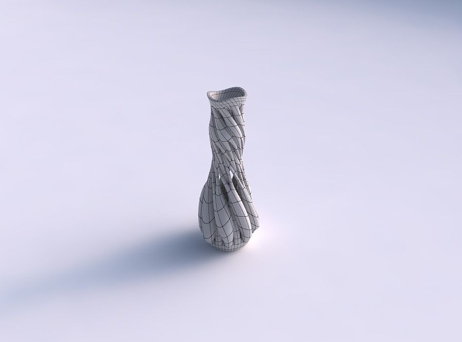Vase with medium intertwining lines twisted and tapered wavy 3D print model_5