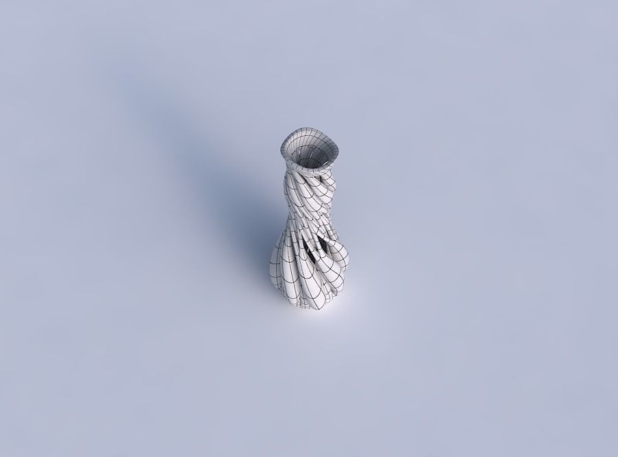 Vase with medium intertwining lines twisted and tapered wavy 3D print model_6