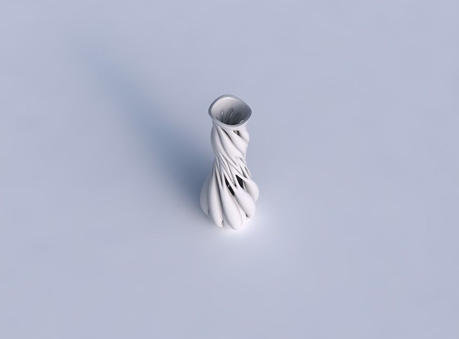 Vase with medium intertwining lines twisted and tapered wavy 3D print model_1