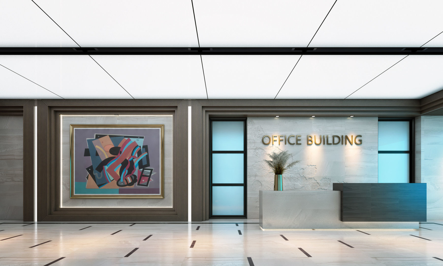 Office Lobby 01 3D model_1