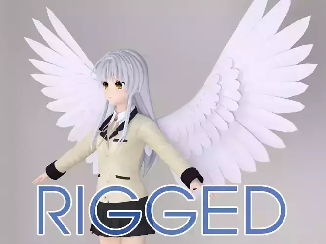 T pose rigged model of Kanade Tachibana anime girl 3D model