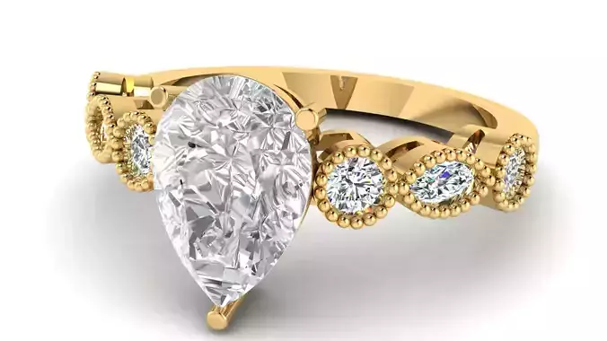 3DM Format Pear cut engagement ring