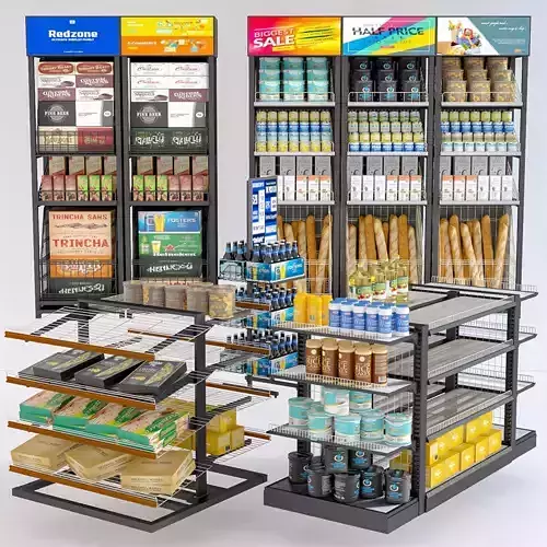 Grocery Display Rack Collection 3D model