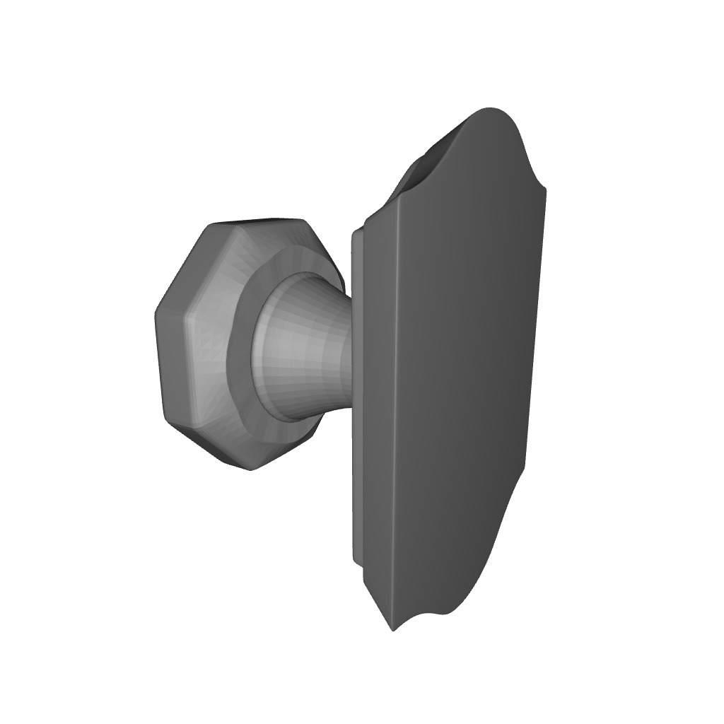 Crystal Privacy Door Knob with Traditional Arch Rose 3D model_4