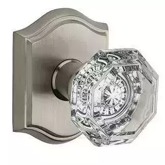 Crystal Privacy Door Knob with Traditional Arch Rose