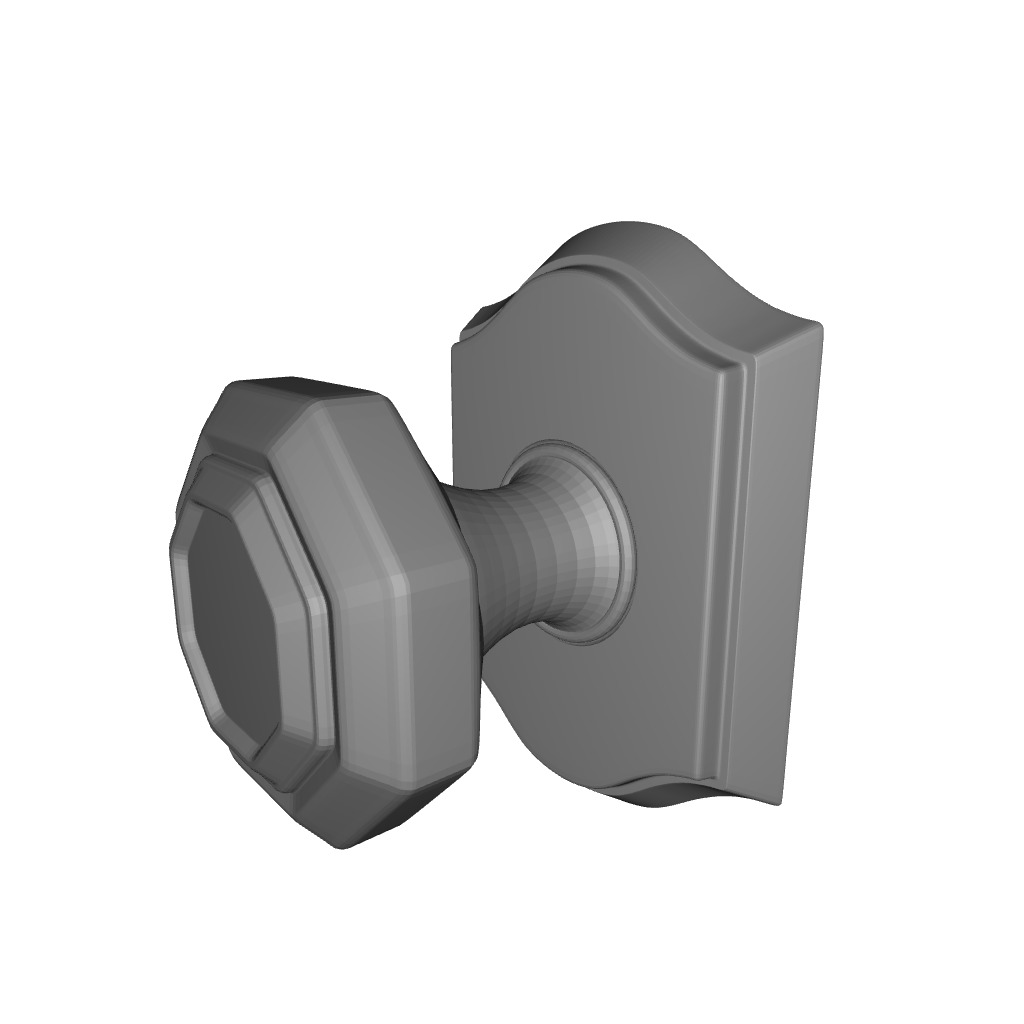 Crystal Privacy Door Knob with Traditional Arch Rose 3D model_3