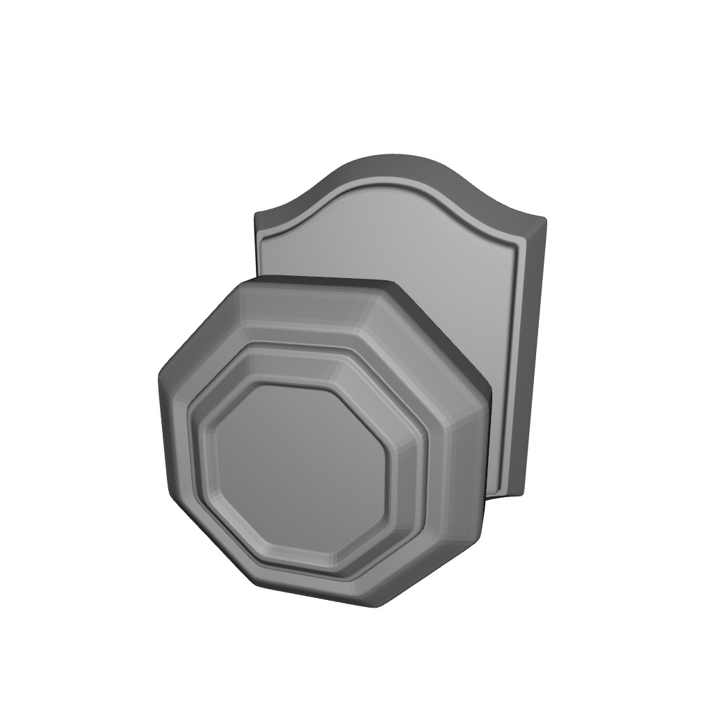 Crystal Privacy Door Knob with Traditional Arch Rose 3D model_2