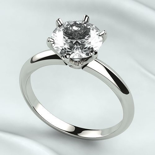 8mm Gemstone Tiffanys Style Gold Ring 3D print model