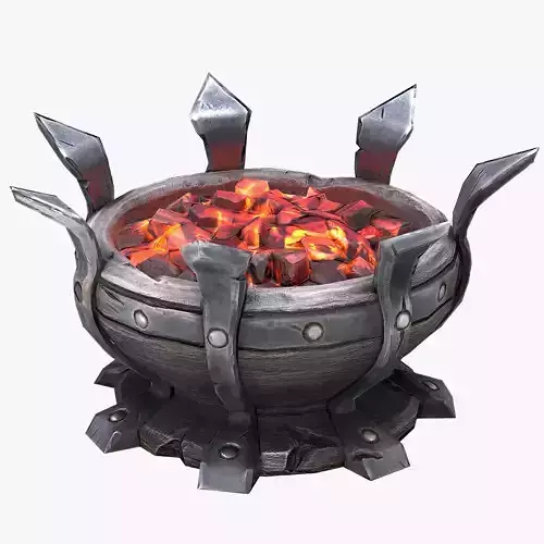 Stylized Dungeon Brazier  Low-poly 3D model