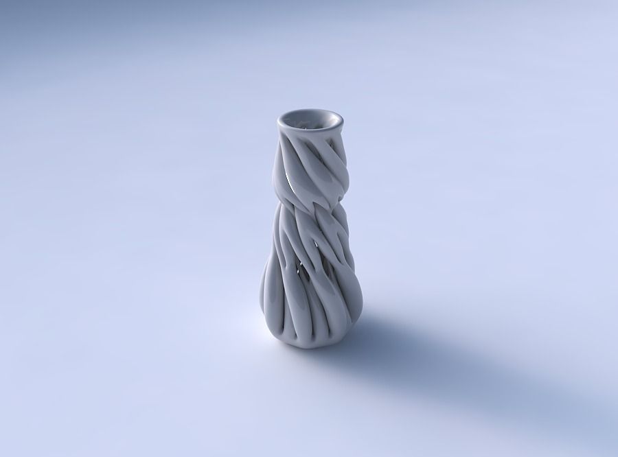 Vase with fat intertwining lines twisted and tapered 3D print model_3