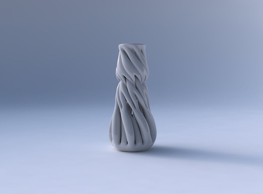 Vase with fat intertwining lines twisted and tapered 3D print model_4