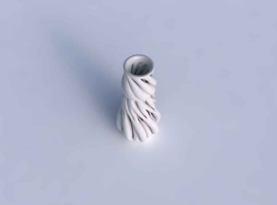 Vase with fat intertwining lines twisted and tapered 3D print model_1