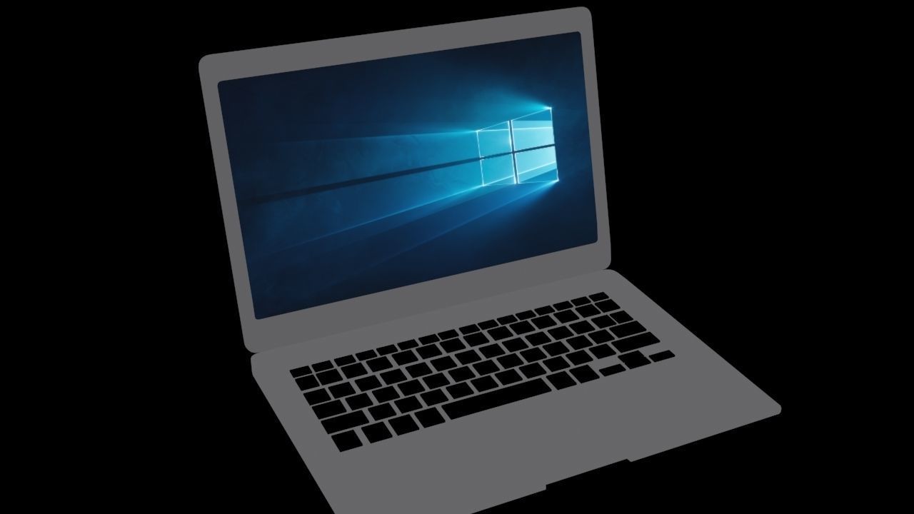Laptop 3d Model with windows 3D model_1