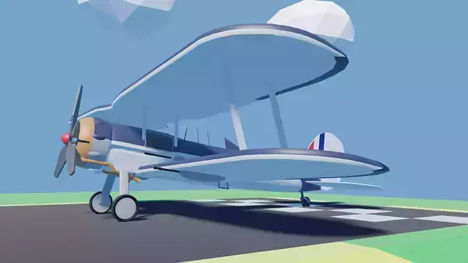 British Warplane WW2 Gladiator Free low-poly 3D model
