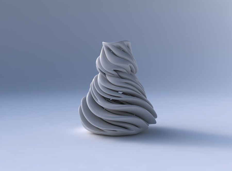 Vase with fat intertwining lines very twisted and tapered 2 wavy 3D print model_4